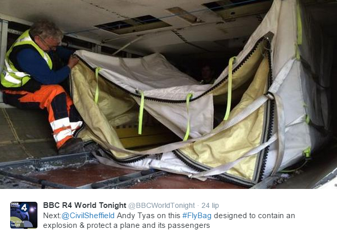 FlyBag ochroni przed skutkami wybuchu bomby w samolocie