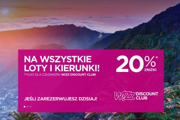screen obniżki 20% taniej dla członków wdc w wizz air 25 kwietnia