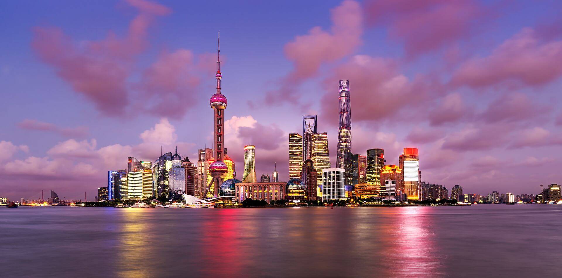 wieczorna panorama Szanghaju