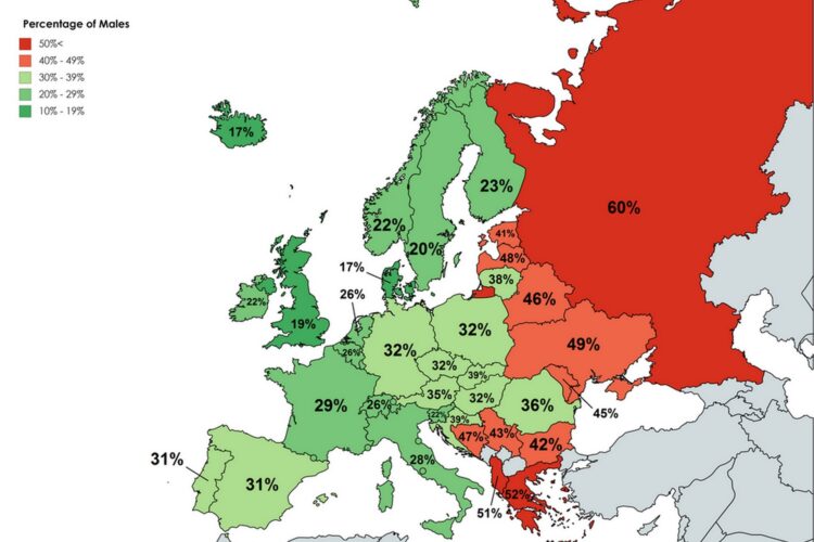 Procent mężczyzn palących papierosy w danym kraju