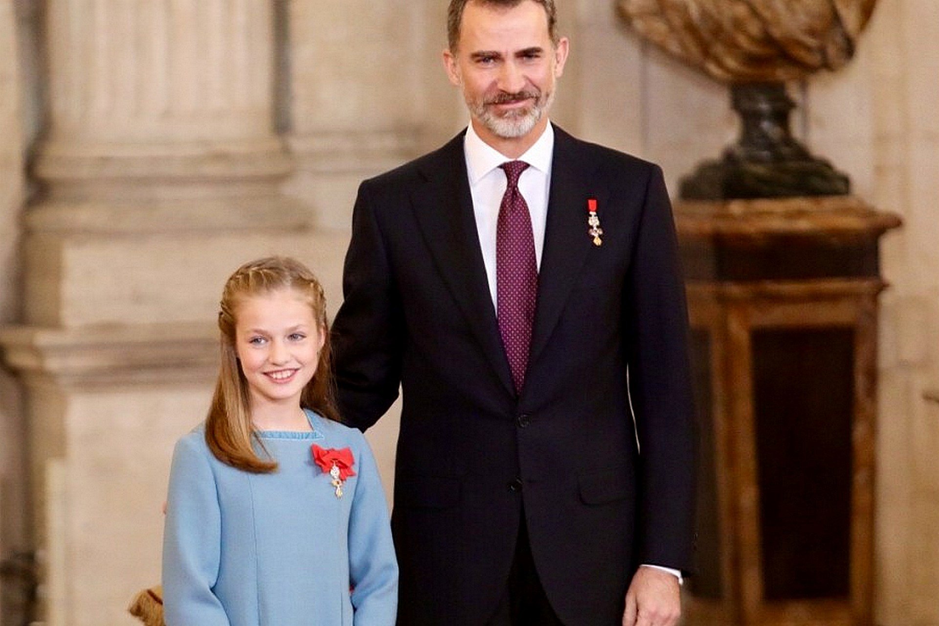 król hiszpanii z córką