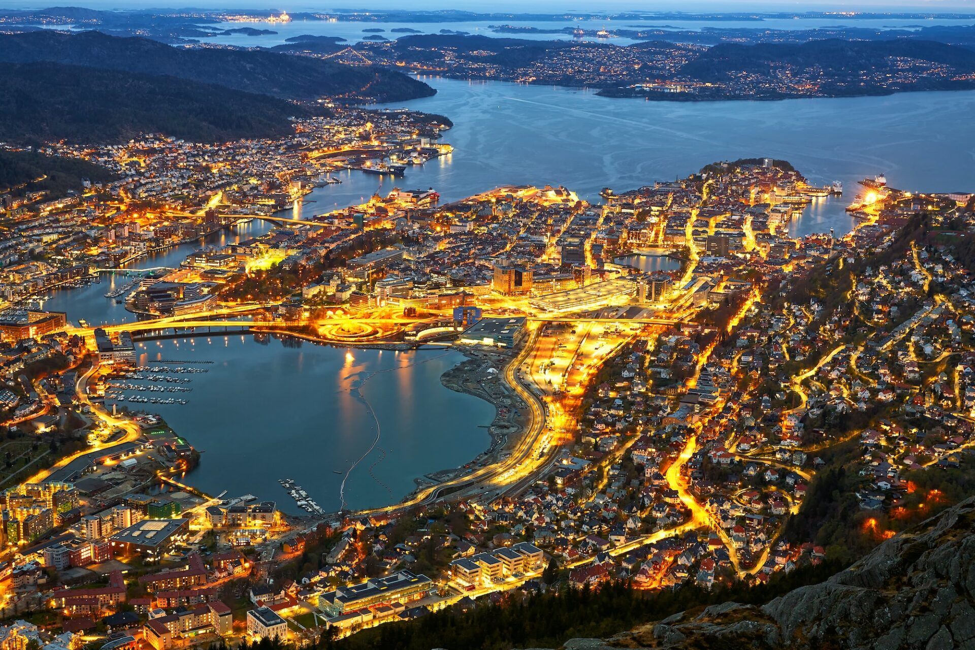 Aerial view of Bergen