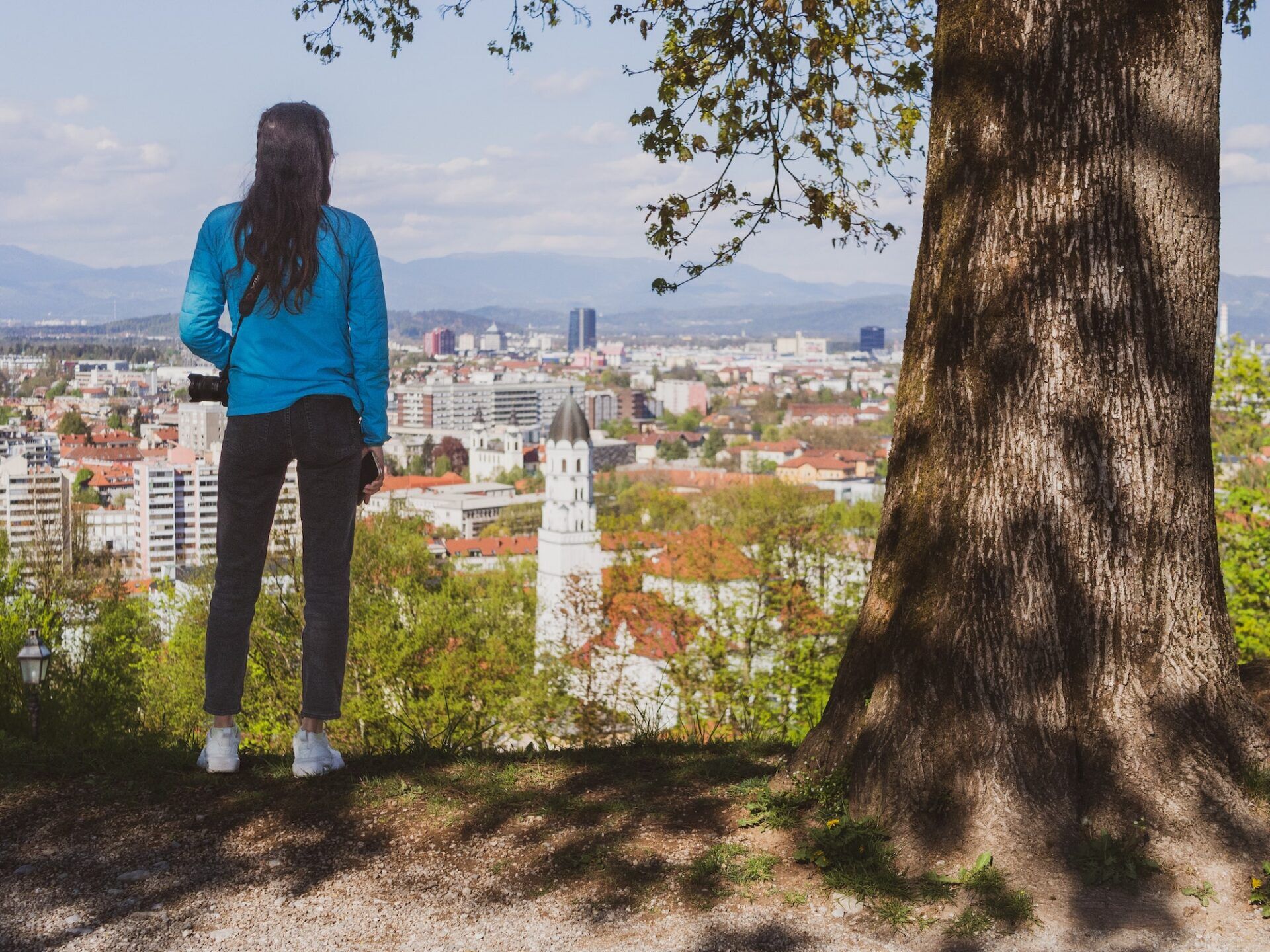 Woman looking down to Ljubljana