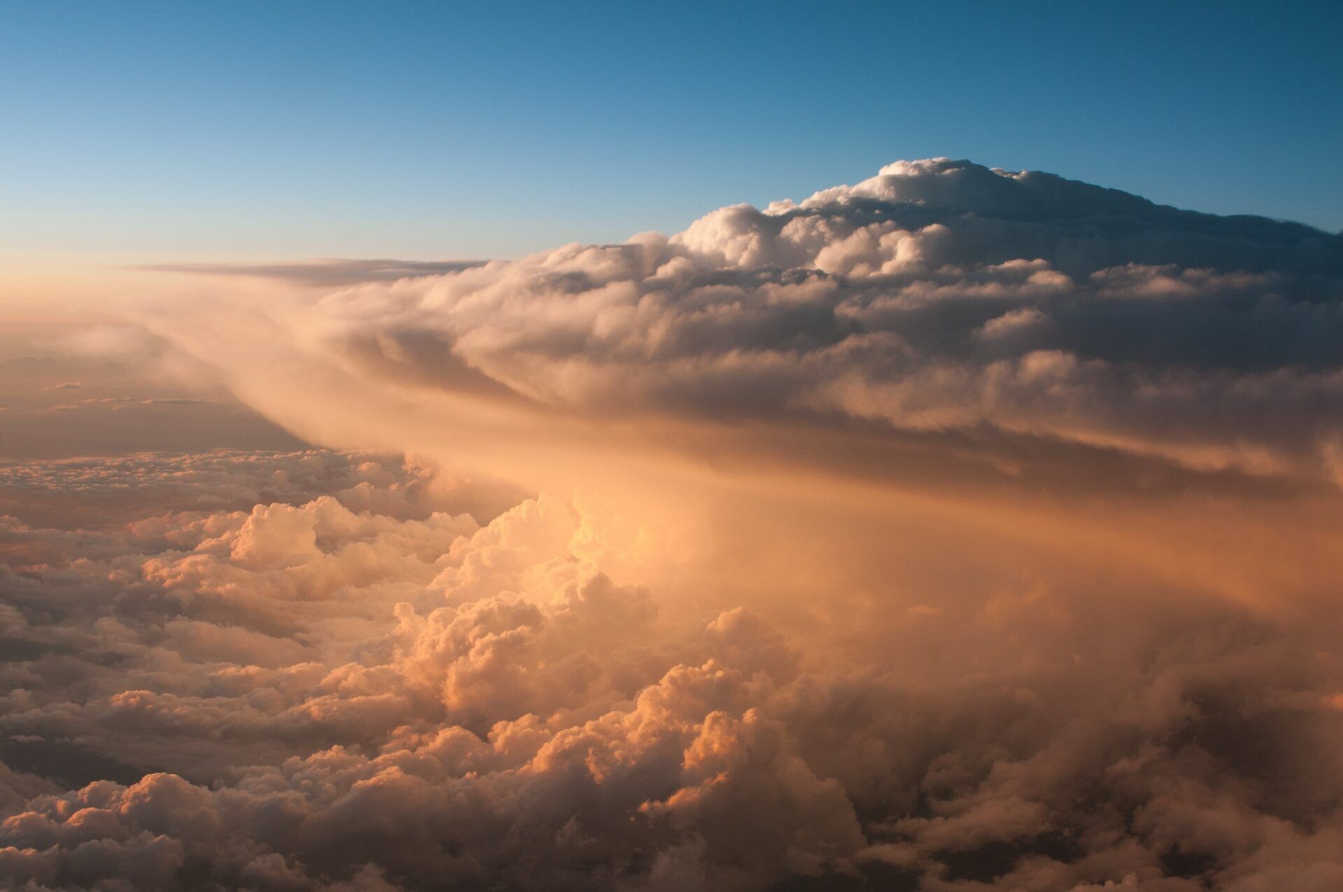 Sunset clouds from a plane