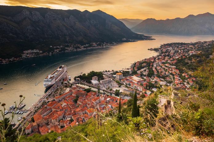 The bay of the city of Kotor in Montenegro