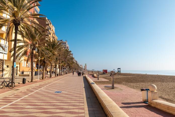 Promenade in Playa de San Miguel in the city of Almeria, Andalusia+