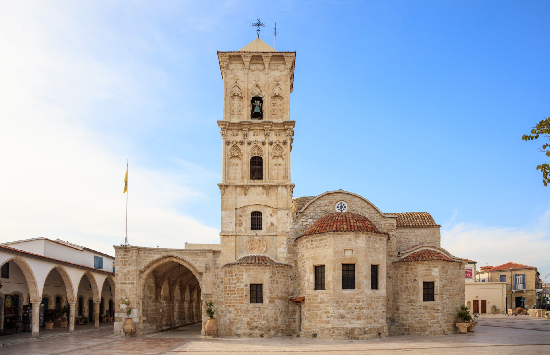 Saint Lazarus, an orthodox church under blue sky with few clouds, at Larnaca, Cyprus.