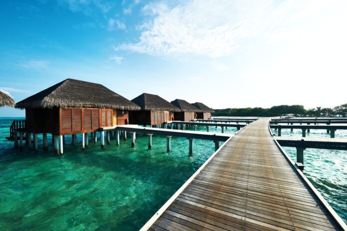 Beautiful beach with water bungalows