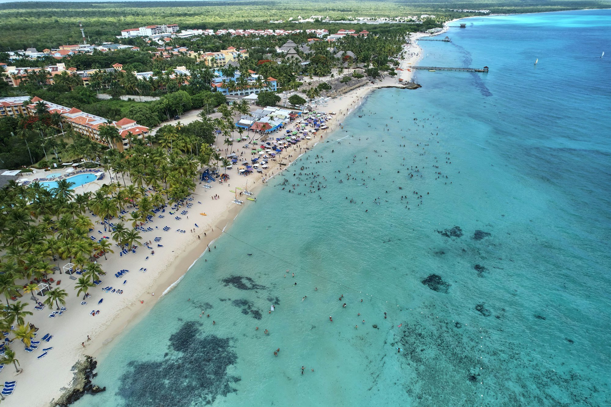 Aerial view of Dominicus Beach in Bayahibe, Dominican Republic