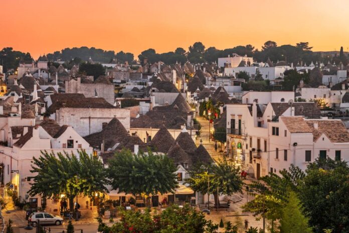 Alberobello, Italy at Dusk