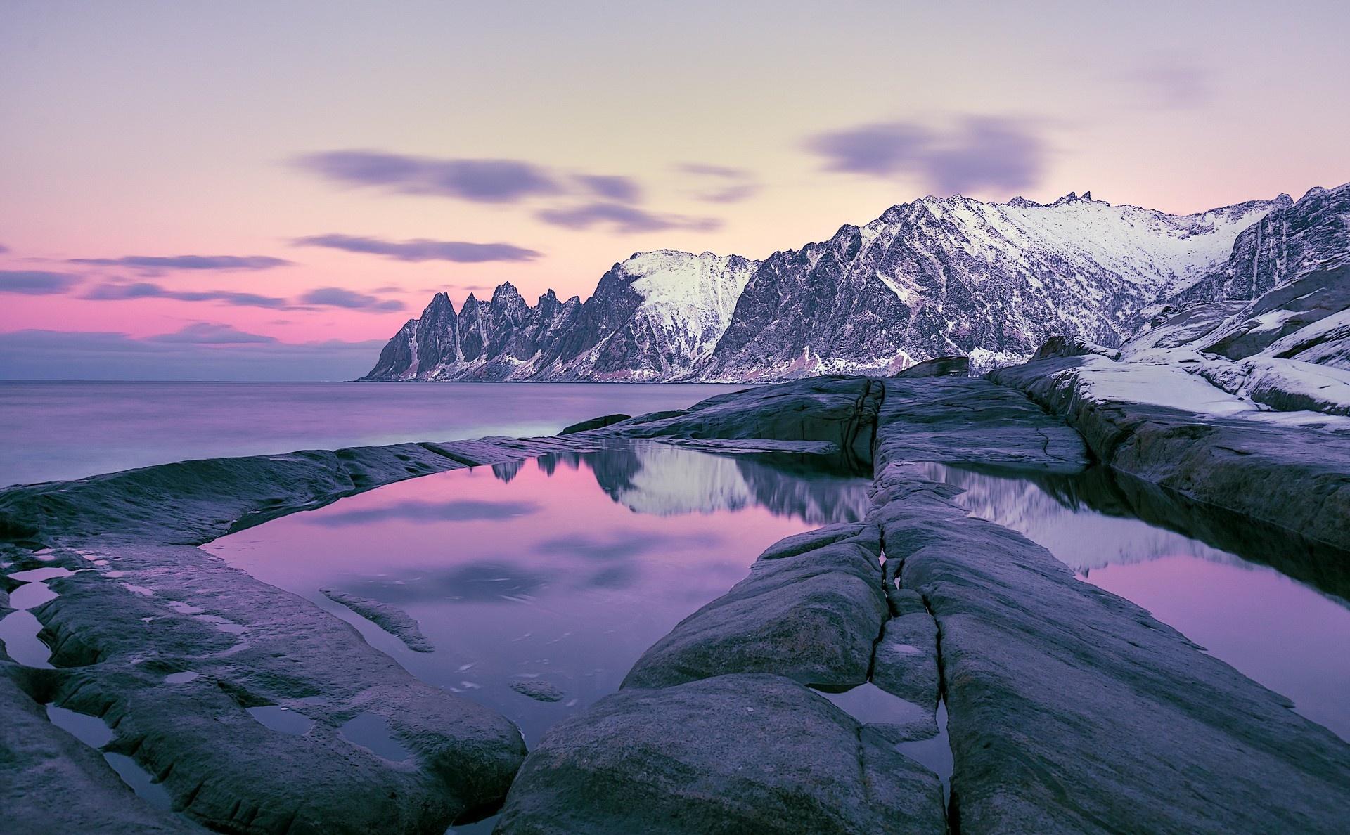 Zimowy krajobraz regionu Tromsø w Norwegii