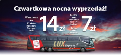 Lux Express: ceny spadają nocą do 7 i 14 zł!