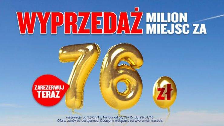 Milion biletów od Ryanaira za 76 zł! Loty z całej Polski!
