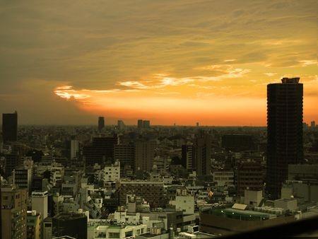 Zachód słońca w Tokio