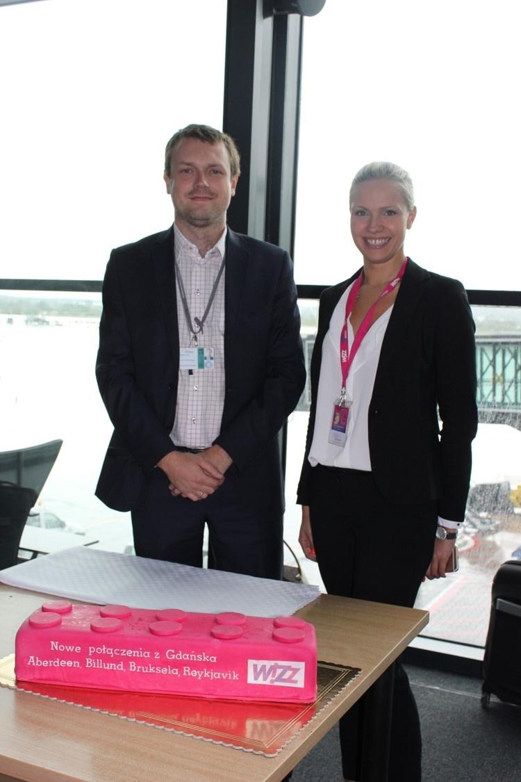 Inauguracja lotów Wizz Air z Gdańska Tamara Mshvenieradze i Michał Tusk
