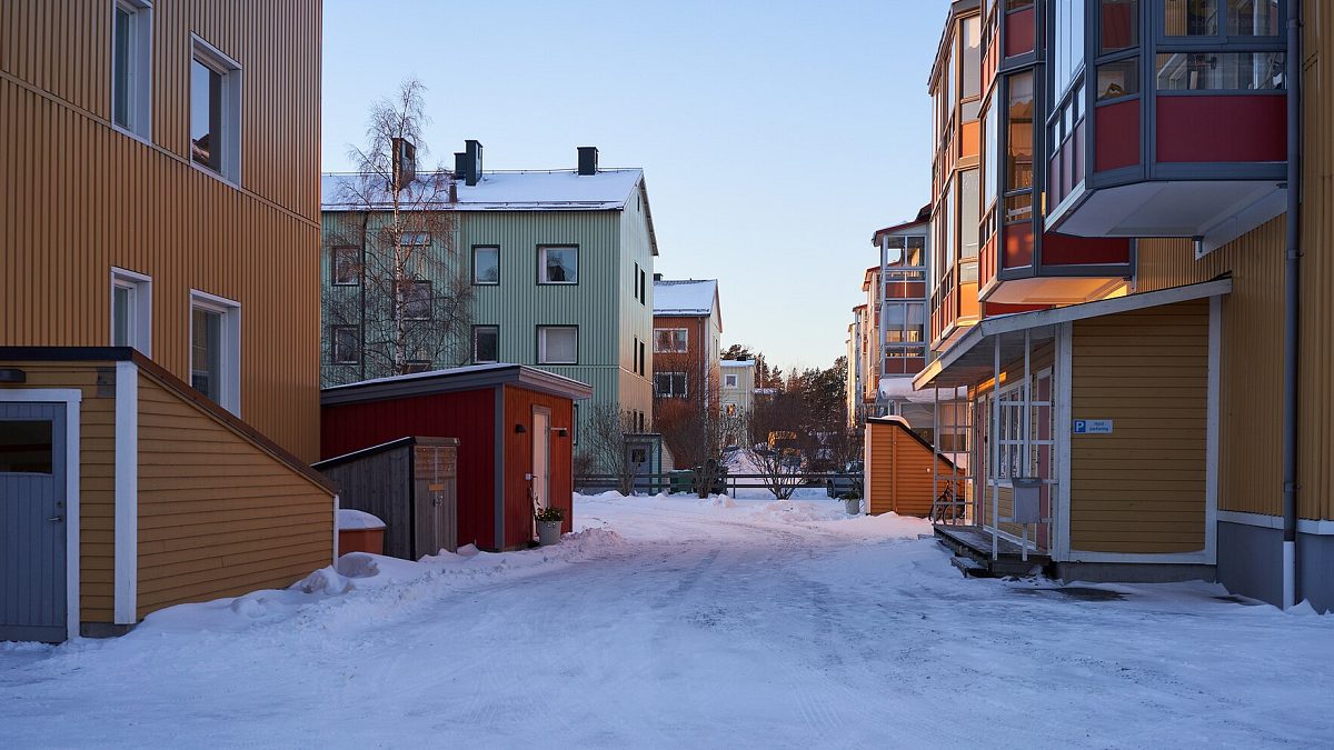 Zimowa zabudowa Luleå w północnej Szwecji