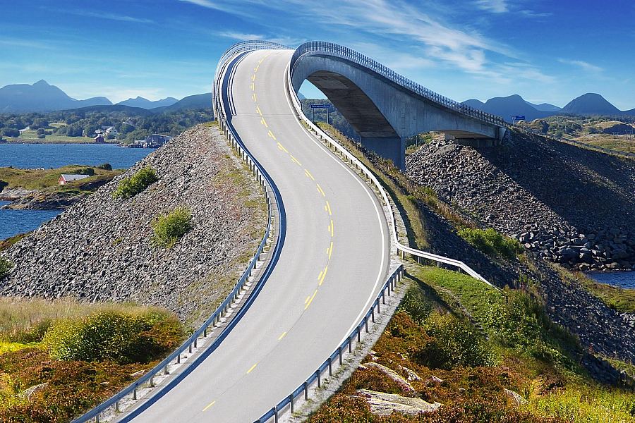 Droga Atlantycka Atlanterhavsvegen w regionie Molde i Romsdal w Norwegii