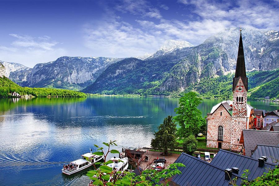 Austria - Hallstatt i alpejski krajobraz Austria - Hallstatt i alpejski krajobraz
